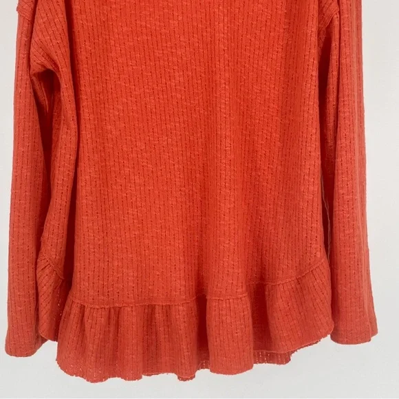 ANTHROPOLOGIE MAEVE ADDIE RUFFLED HEM HACCI LONG SLEEVE COWL NECK TOP ORANGE MED - Picture 5 of 11